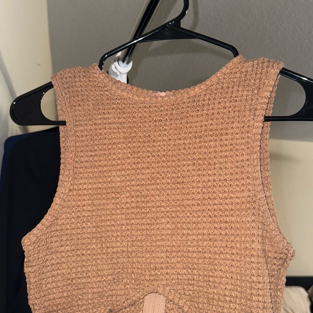 Women's Tan Sleeveless Knit Top